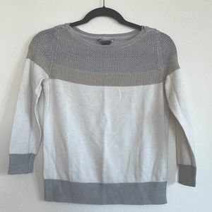 WHBM Silver Gold Ivory Fine Knitted 3/4 Sleeve Sweater
